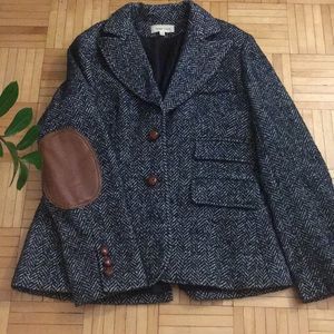 Anthropologie Teal Herringbone Coat
